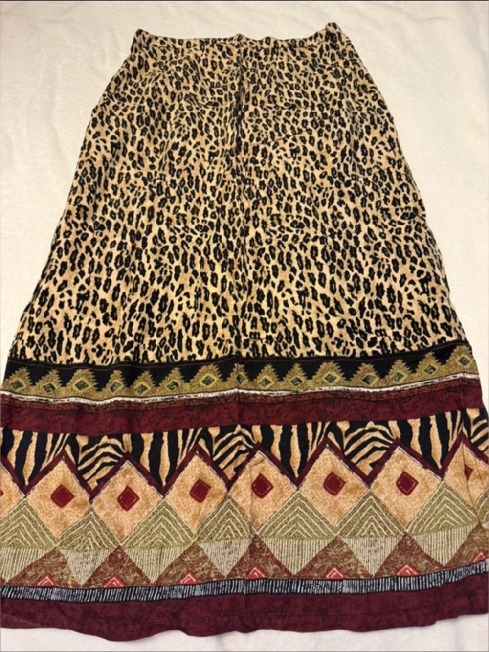 Ship N Shore vintage boho southwestern artsy leopard midi maxi skirt size S - Picture 2 of 7